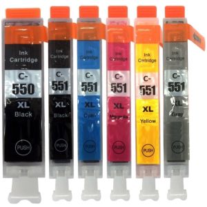 Cartuş Canon CLI-551 XL CMYK, PGI-550 XL, CLI-551GY XL, 6-pack, multipack, alternativ