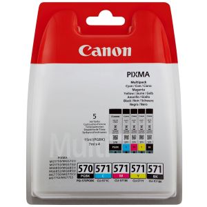 Cartuş Canon CLI-571 CMYK, PGI-570, pachet de cinci, multipack, original