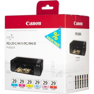 Cartuş Canon PGI-29, azuriu, purpuriu, galben, azuriu fotografic, purpuriu fotografic, roșu, multipack, original