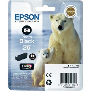 Cartuş Epson T2611 (26), foto neagră (photo black), original