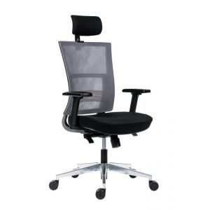 Următorul scaun de birou cu scaun negru, spătar din plasă gri