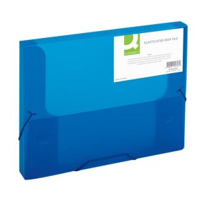 Cutie din plastic cu bandă elastică Q-CONNECT albastră