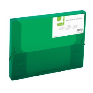 Cutie de plastic cu bandă de cauciuc Q-CONNECT verde