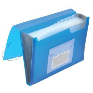 Servieta din plastic cu 12 compartimente Q-CONNECT albastru transparent