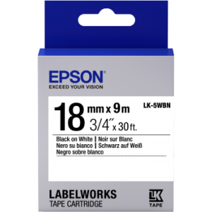 Cartuș de etichete Epson standard LK-5WBN negru/alb 18 mm (9 m) C53S655006