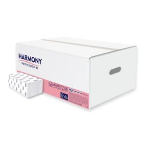 Prosoape de hârtie pliate ZZ 2 straturi HARMONY profesionale, 100% celuloză, alb (pachet 20)