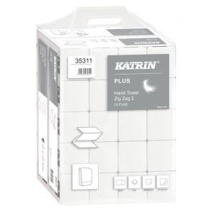 Prosoape de hârtie pliate ZZ 2 straturi KATRIN Plus pachet super Handy alb (pachet 20)