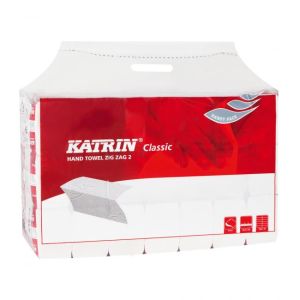 Prosoape de hârtie pliate ZZ 2 straturi KATRIN Classic Handy pachet alb (pachet 20)