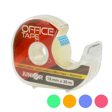 Bandă adezivă JUNIOR cu distribuitor 18 mm x 30 m, amestec de 5 culori