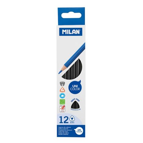 Creioane MILAN Ergo Grip triunghiular 1 buc, negru