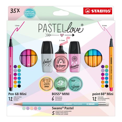 Set STABILO - creioane, liners, markere, iluminatoare, creioane grafit, 35 buc.