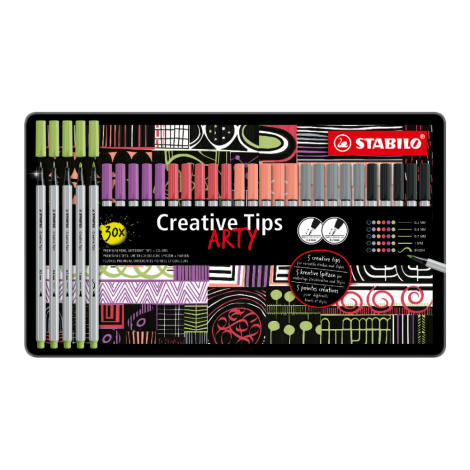 Set creativ STABILO Creative Tips PASTEL (6 culori diferite) Set 30 buc în tablă