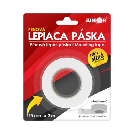 Bandă adezivă cu spumă dublu JUNIOR 19 mm x 3 m