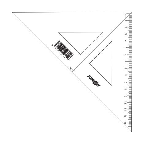 Riglă triunghiulară cu semn de 16 cm, transparentă, ambalată liber