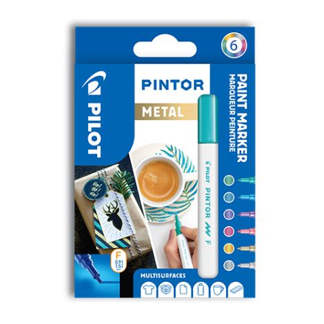 Marker decorativ PILOT "Pintor Metall", set de 6, vârful F