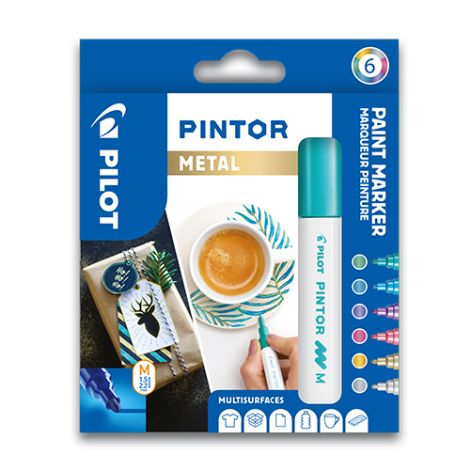 Marker decorativ PILOT "Pintor Metall", set de 6, varf M