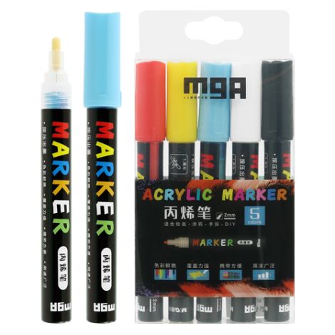 Marker acrilic M&G 2 mm acrilic, set de 5 buc