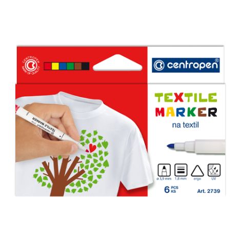 Marker CENTROPEN 2739 Textil - set 6 buc