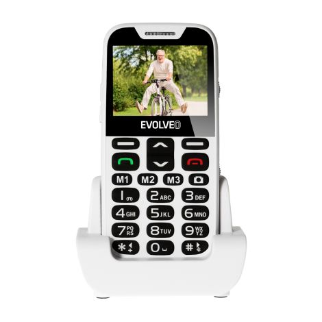 EVOLVEO EasyPhone XD, telefon mobil pentru seniori cu suport de încărcare (culoare albă) EP-600-XDW