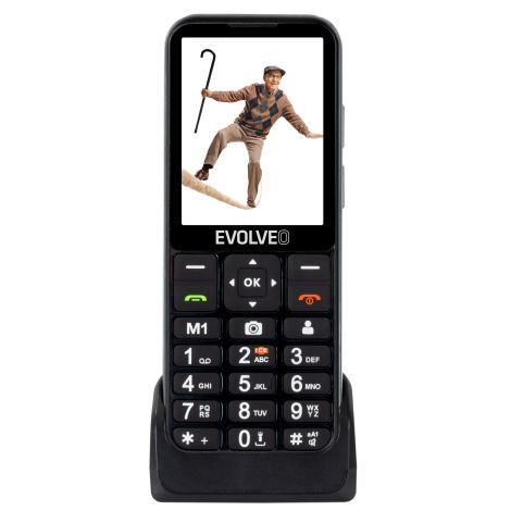 EVOLVEO EasyPhone LT, telefon mobil pentru seniori cu suport de încărcare (culoare neagră) EP-880-LTB