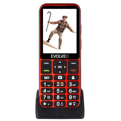 EVOLVEO EasyPhone LT, telefon mobil pentru seniori cu suport de încărcare (culoare roșie) EP-880-LTR