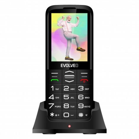 EVOLVEO EasyPhone XO, telefon mobil pentru seniori cu suport de încărcare (culoare neagră) EP-630-XOB