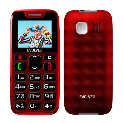 EVOLVEO EasyPhone, telefon mobil pentru seniori cu suport de incarcare, rosu EP-501-RD