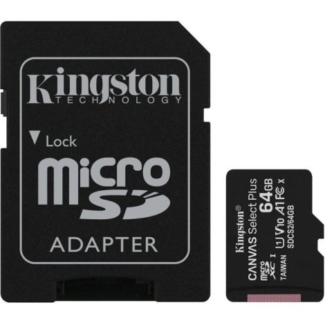 Adaptor Kingston Canvas Select Plus A1/micro SDXC/64GB/UHS-I U1/Class 10/+ SDCS2/64GB