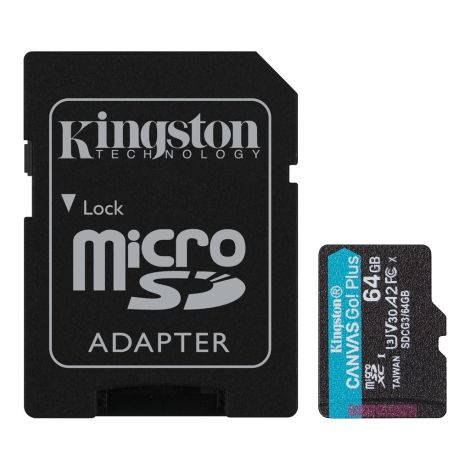 Adaptor Kingston Canvas Go Plus A2/micro SDXC/64GB/UHS-I U3/Class 10/+ SDCG3/64GB