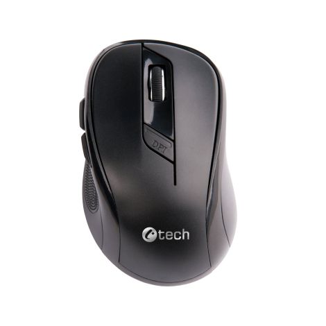 Mouse C-TECH WLM-02/Ergonomic/Optic/Pentru dreptaci/1600 DPI/USB fără fir/Negru WLM-02