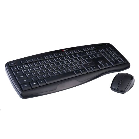 Tastatură C-TECH WLKMC-02, set combinat fără fir cu mouse, ERGO, negru, USB, CZ/ SK WLKMC-02