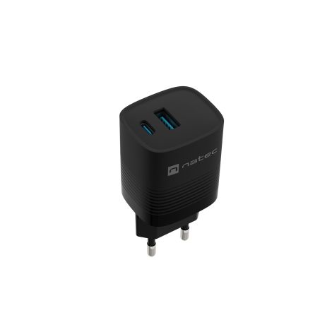 Încărcător universal USB Natec RIBERA GaN 30 W, 1X USB-A, 1X USB-C, negru NUC-2141