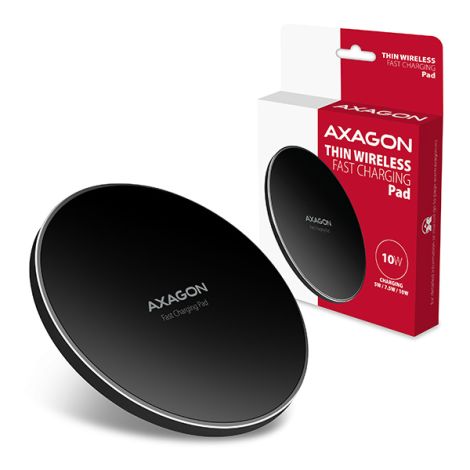 AXAGON WDC-P10T, încărcător rapid fără fir subțire, Qi 5/7.5/10W, micro USB WDC-P10T