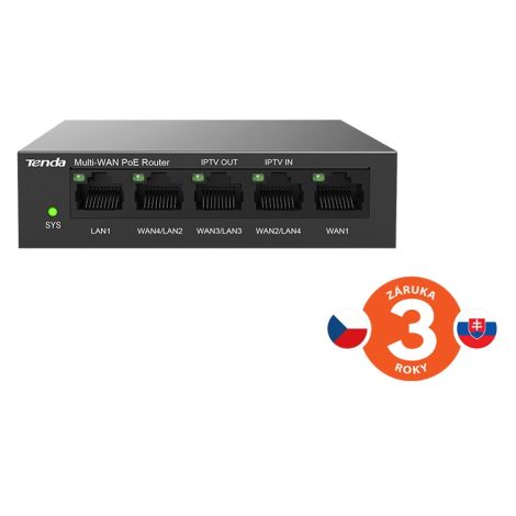 Router Tenda G0-5G-PoE Gigabit PoE MultiWAN, 3x GWAN/GLAN, 1x GWAN, 1x GLAN, 4x PoE 802.3af/at, VPN 75011980