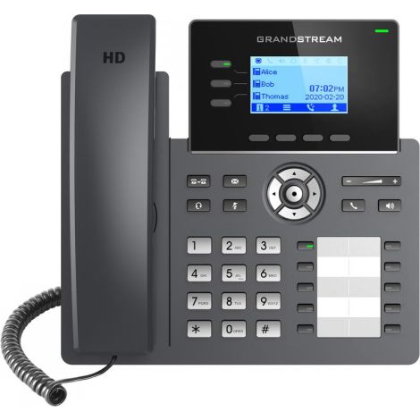 Telefon SIP Grandstream GRP2604P, ecran LCD de 2,48 inchi cu iluminare din spate, 6 conturi SIP, 10BLF ore, 2 porturi 1Gbit, PoE