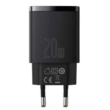 Baseus CCXJ-B01 Încărcător rapid compact USB/USB-C 20W Negru 6953156207233