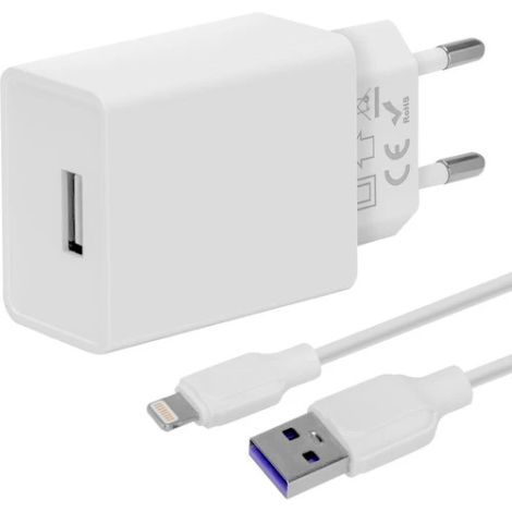 AMBALARE: ME Travel Charger USB-A 10W + USB-A/Cablu Lightning 1m Alb 8596311218859