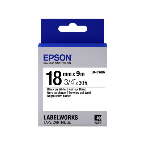 Cartuș de etichete Epson standard LK-5WBN negru/alb 18 mm (9 m) C53S655006