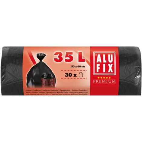 Saci de gunoi 35 l / 30 buc, 10 my, 53 x 60 cm, negri, HDPE