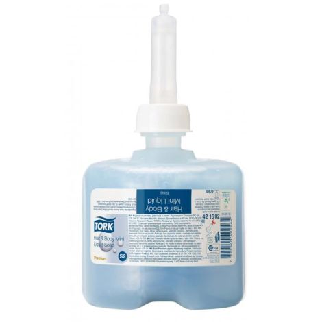 Sapun lichid TORK pentru par si corp 475 ml in mini dozator TORK albastru S2