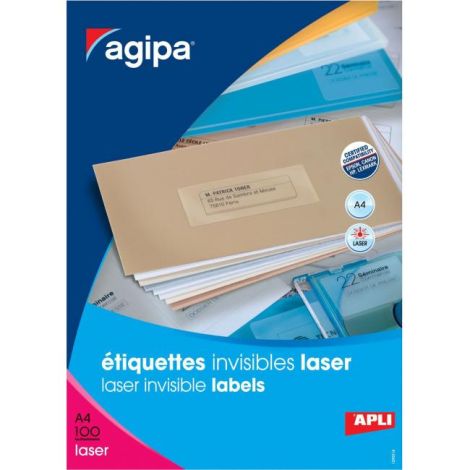 Etichete poliester transparente 210x297mm Agipa A4 laser 100 coli