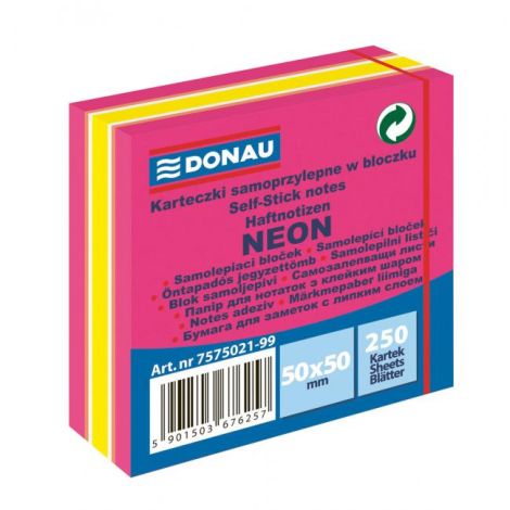 Pad autoadeziv Donau neon 50x50mm 250l roz