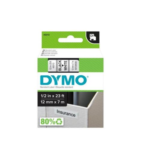 Banda autoadeziva Dymo D1 12 mm alb/negru