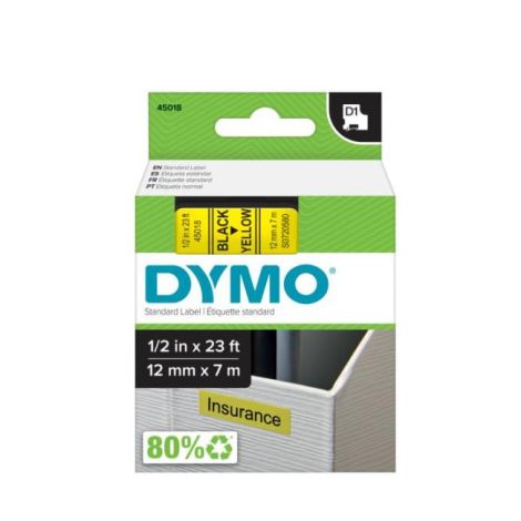 Banda autoadeziva Dymo D1 12 mm galben/negru