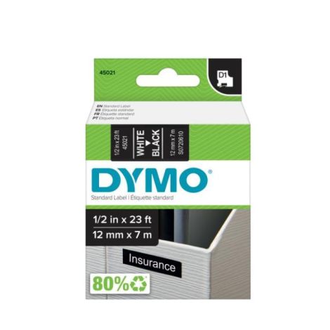 Banda autoadeziva Dymo D1 12 mm negru/alb