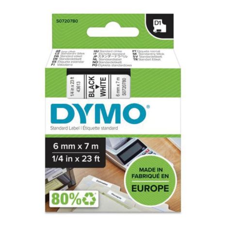 Banda autoadeziva Dymo D1 6 mm alb/negru