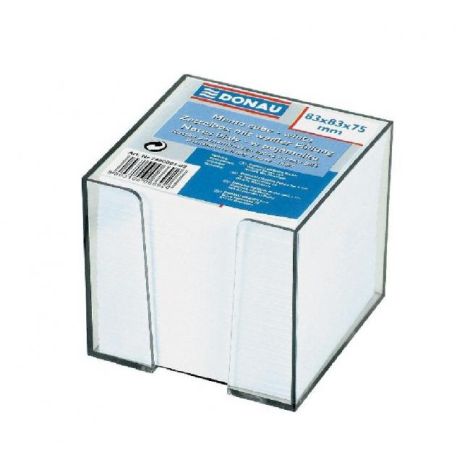 Bloc de note cub dezlipit, 83x83x75 mm, alb, in cutie transparenta