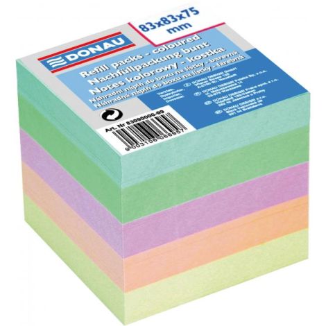 Blocnotes cub nelipsit, 83x83x75 mm, culori pastelate