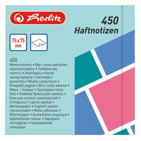 Blocnotes Herlitz Color Blocking 75x75mm 450 coli colorate