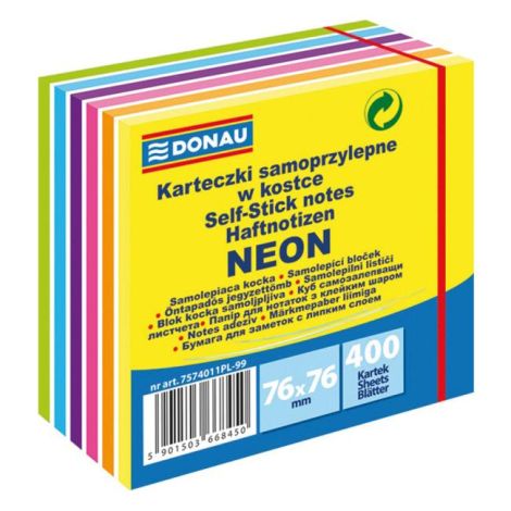 Pad autoadeziv DONAU 6 culori neon 76x76mm 400l